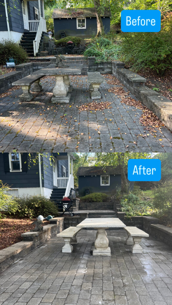 pat lower patio before & after