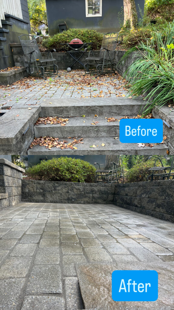 pat upper patio before & after