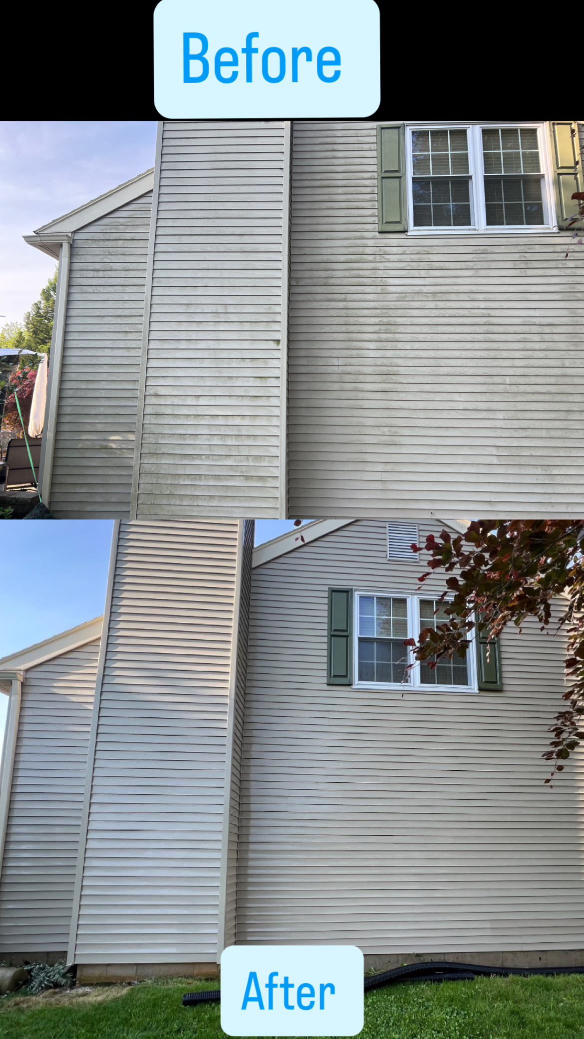 Bethlehem PA house wash before and after by Capps Power Washing