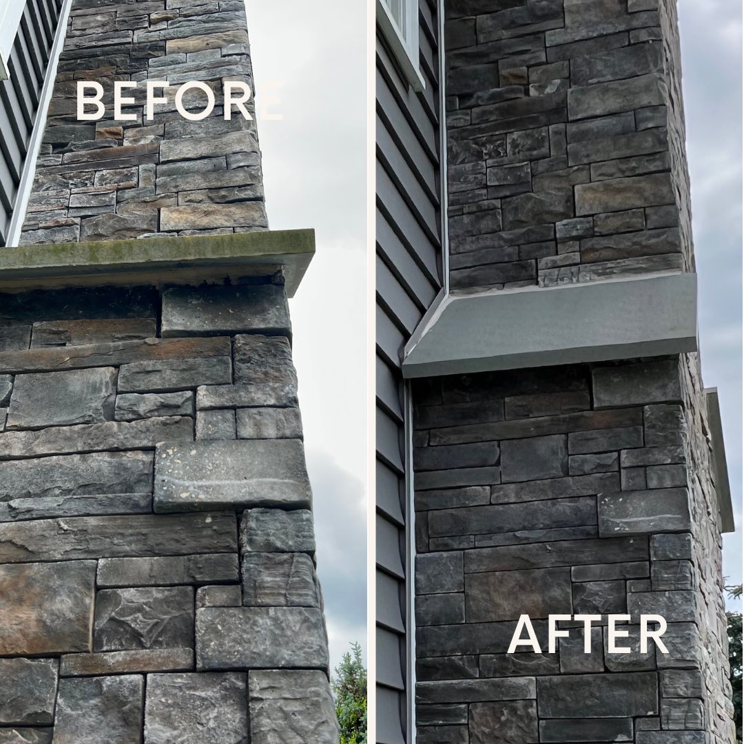 Before and after siding cleaning in Easton PA by Capps Power Washing