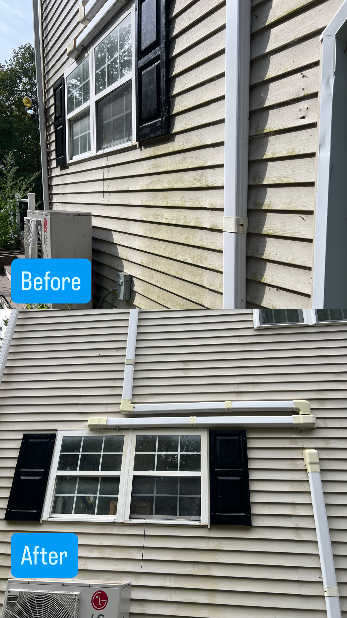House washing before and after by Capps Power Washing