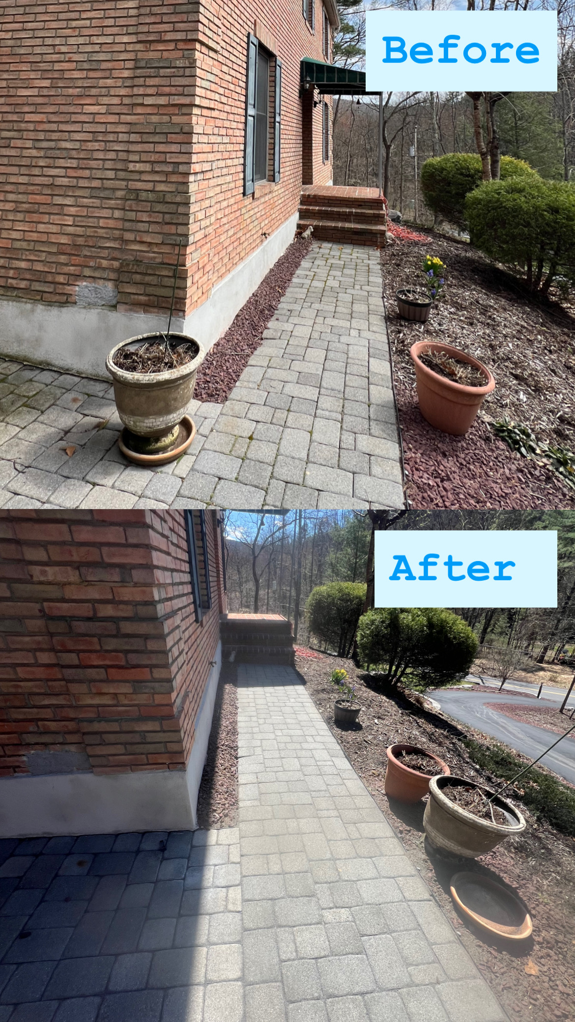 Front patio and walkway paver cleaning and restoration in Saylorsburg PA