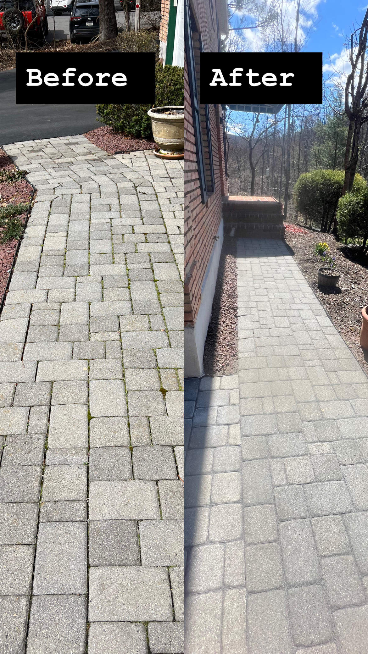 Close up front walkway patio paver cleaning in Saylorsburg PA