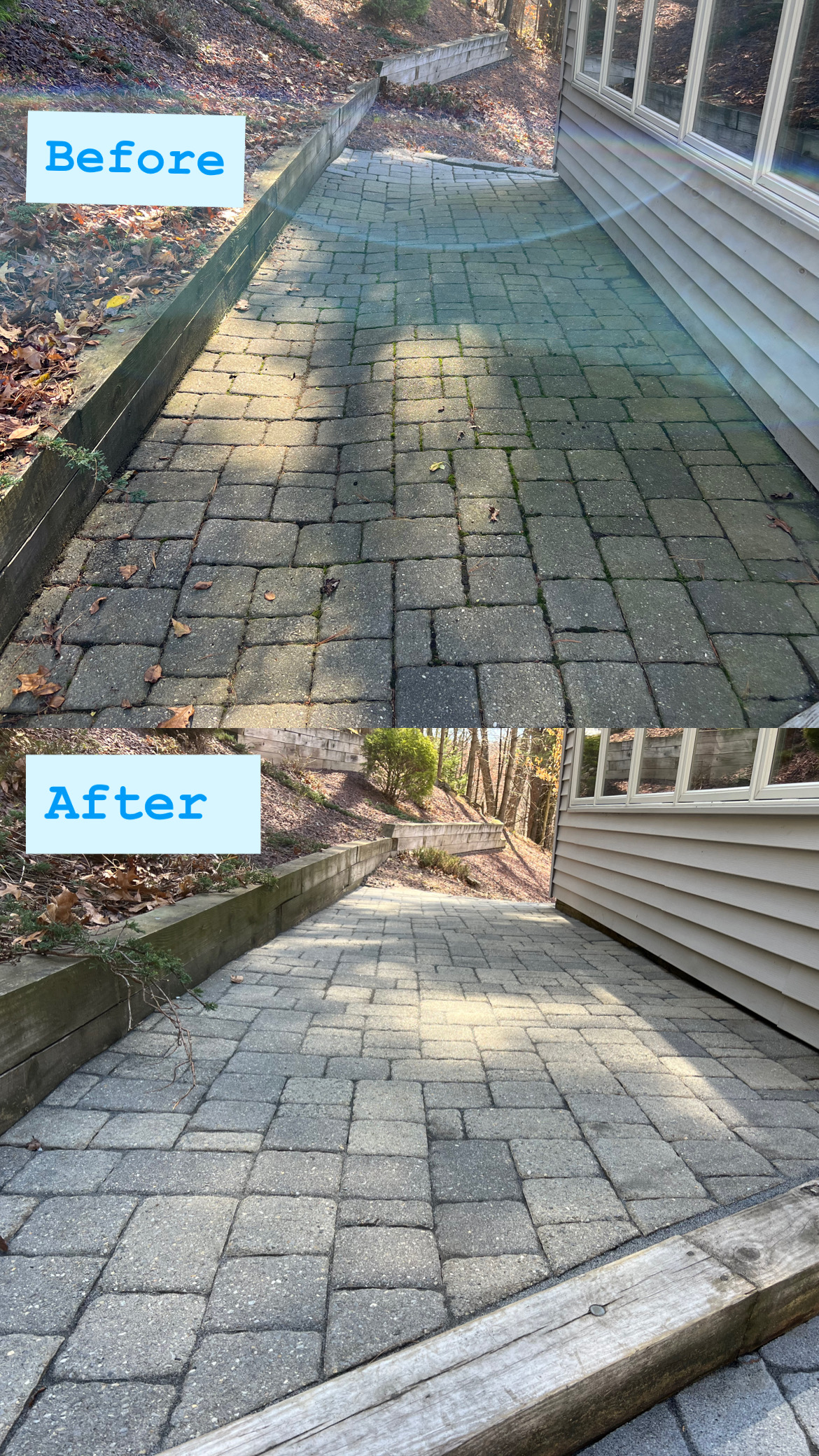 Close up of restored rear patio pavers in Saylorsburg PA