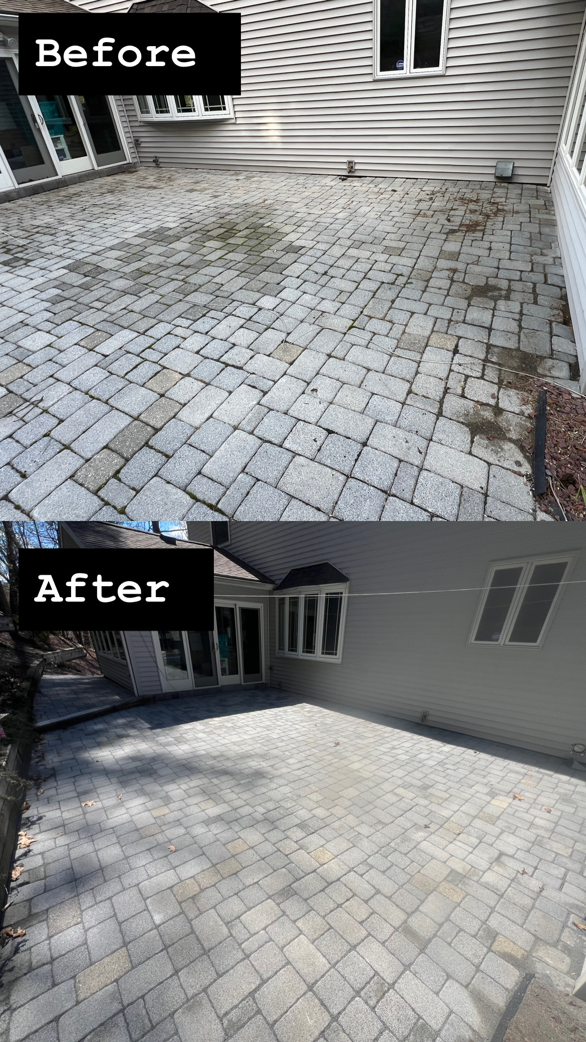 Rear patio paver cleaning transformation in Saylorsburg PA