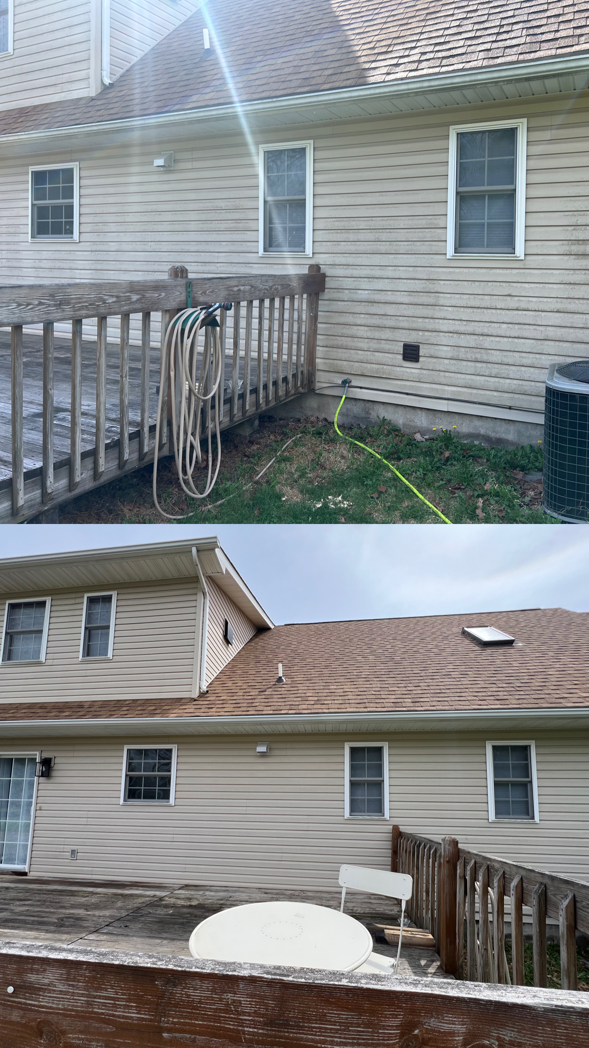 Before and after house washing and roof cleaning in Stroudsburg PA by Capps Power Washing