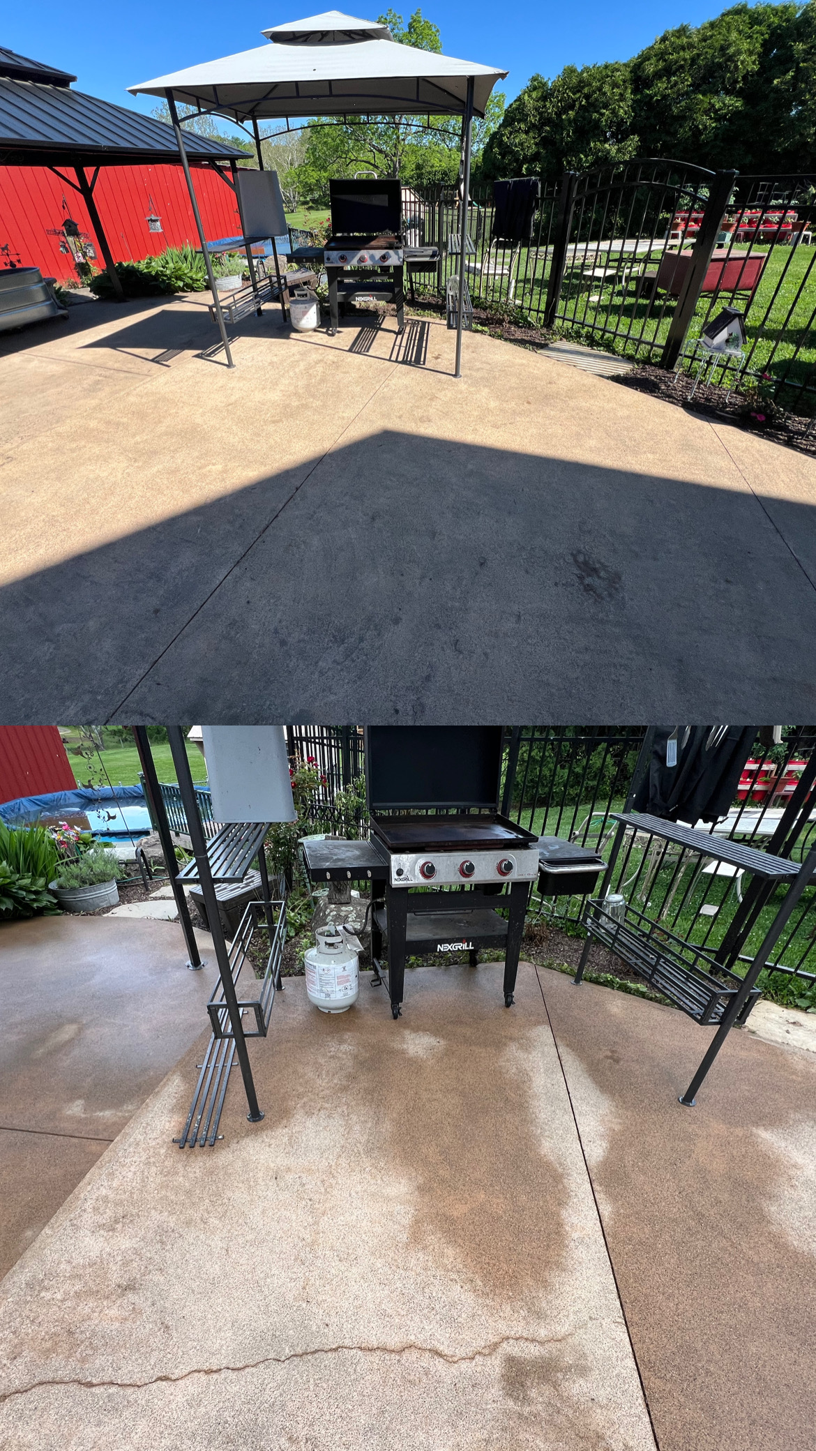 Pressure washed concrete patio and outdoor cooking area in Asbury New Jersey